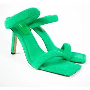 Good American Green Terry Square Toe Stiletto Heels Size 8
